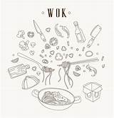 Wok Illustration Frying Pan Asian Vector Concept Restaurant Stock Depositphotos sketch template
