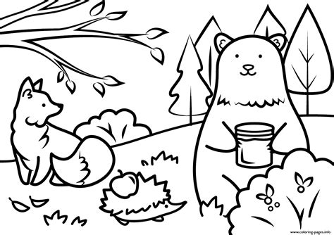 autumn animals fall coloring page printable