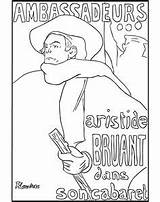 Lautrec Toulouse Coloring Henri Famous Pages Bruant Printable Colouring sketch template