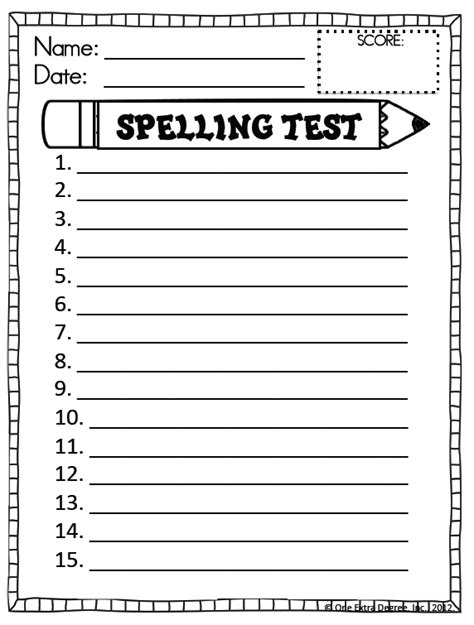 spelling test template  calendar template site