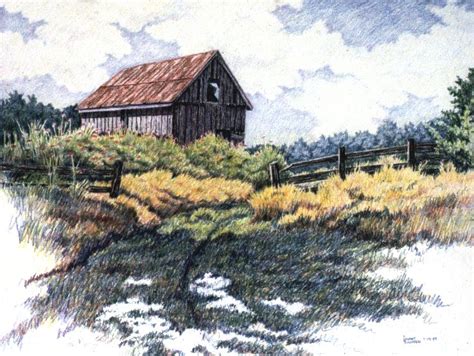 landscape drawings  coloured pencil colored pencil drawings