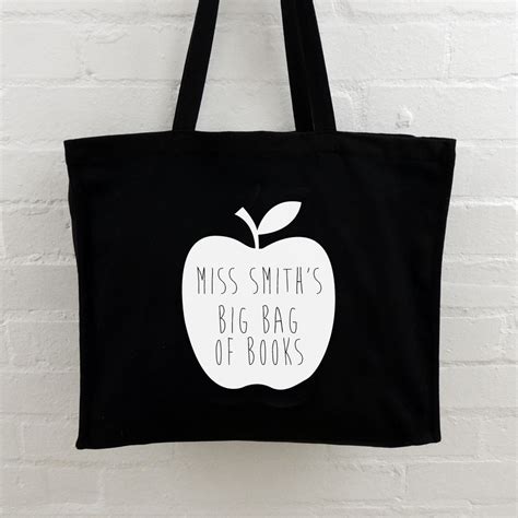 teacher tote bag apple  labels