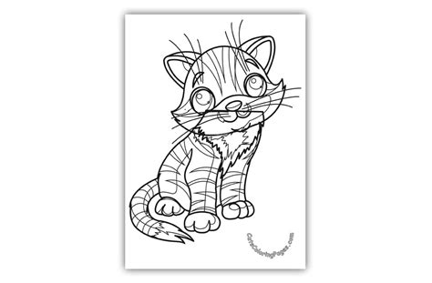 cute big eyed kitten coloring page cats coloring pages