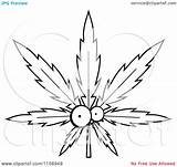 Leaf Coloring Pot Pages Cannabis Weed Marijuana Cartoon Character Plant Smoking Clipart Drawings Drawing Cory Thoman Outlined Vector Leaves Marijuanna sketch template
