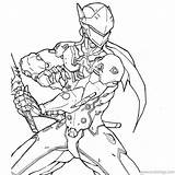 Overwatch Genji Xcolorings Roadhog Lucio Launcher Frag Junkrat 1000px sketch template