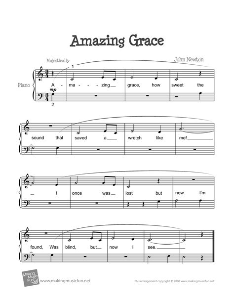 hymn amazing grace sheet    score
