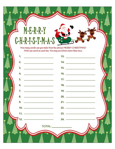 printable christmas words   print  fun list ofprintable