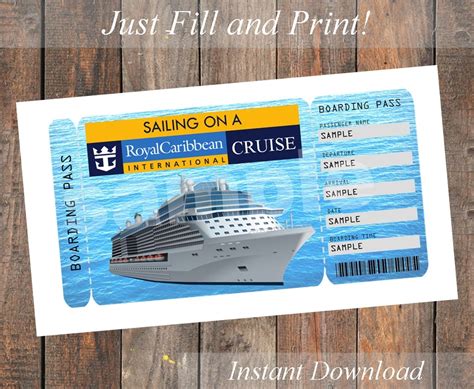 printable ticket   royal caribbean cruise  kirstenskreation