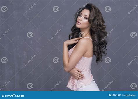 Glamorous Curvy Brunette Woman Stock Image Image Of Glamour Lovely