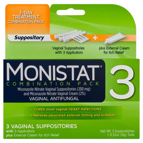 monistat 3 day yeast infection treatment suppositories itch cream