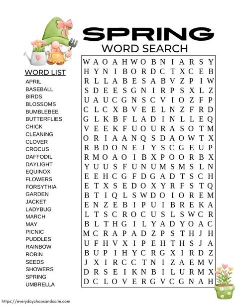 printable spring word searches