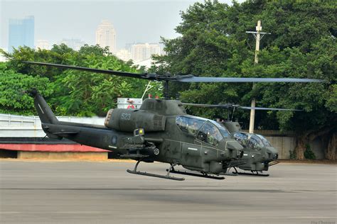 pair  republic  china army ah  super cobra attack helicopters