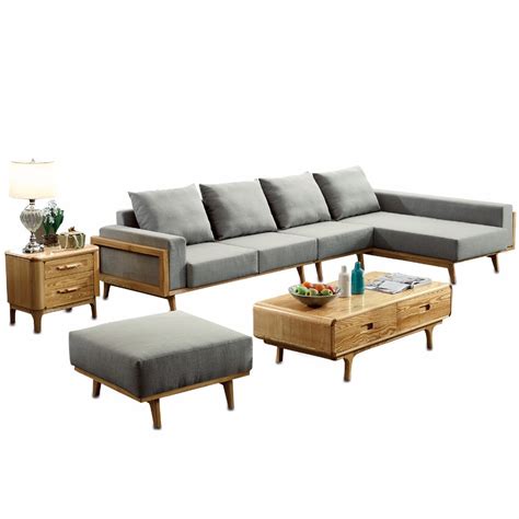 modern living room ash wood solid wood sofa set simple style