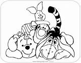 Pooh Coloring Friends Pages Tigger Winnie Piglet Eeyore Disneyclips sketch template