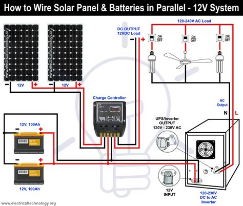 wire solar panel batteries  parallel  system