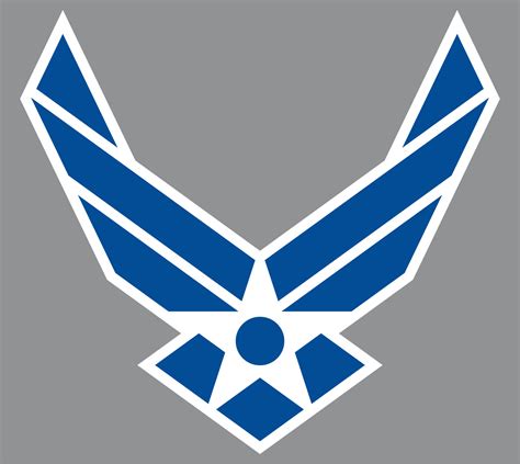 air force symbol blue  white outline  gray background