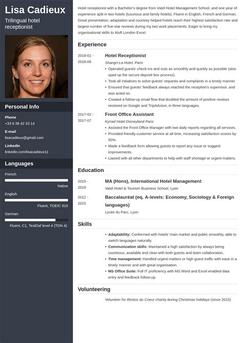 cv en anglais faire  resume english exemple traduction