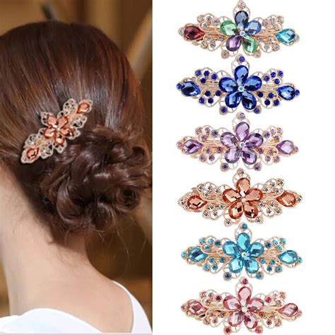 buy  unique flower rhinestone hair pins hairpins