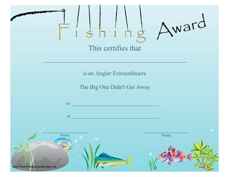 fishing award certificate template  printable  templateroller