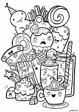 Coloring Doodle Food Pages Sweet Junk Color Adults Adult Cute Strange Doodles Doodling Kids Kawaii Inappropriate Easy Cartoon Sodas Fries sketch template