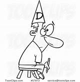 Dunce Stool Cap Wearing Cartoonist Pencil Holding Sitting Outline Bad Cartoon Leishman Ron Protected Law Copyright May sketch template