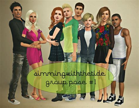 sims  blog group poses  simmingwiththetide