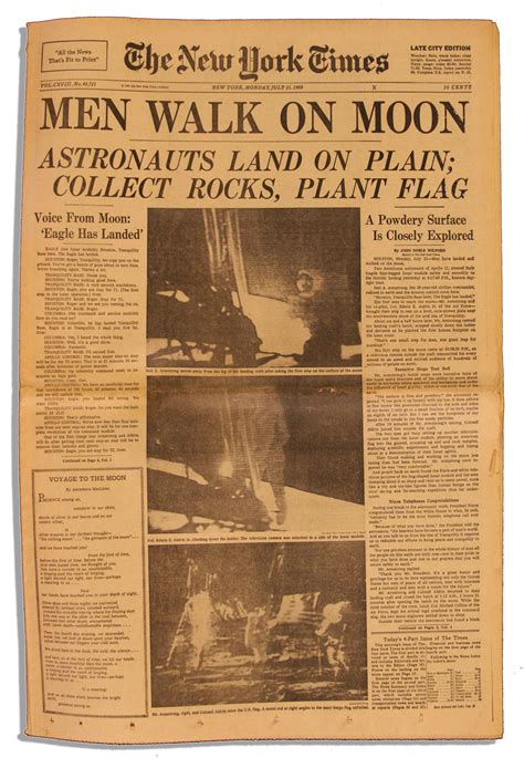 Lot Detail - 21 July 1969 New York Times Newspaper
