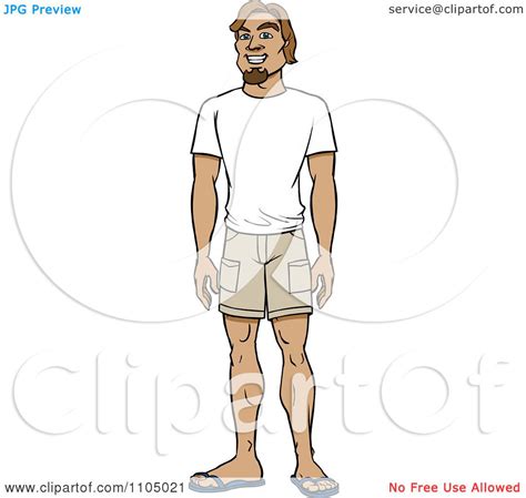 clipart happy casual caucasian man in shorts and a t shirt royalty free vector illustration by