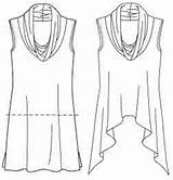 Cowl Neck Drawing Lagenlook Patterns Sketch Sewing Tunic Pattern Template Dress Choose Board Diy sketch template