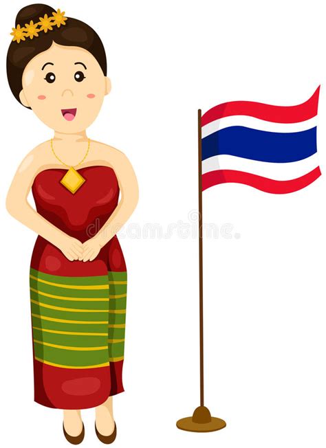 Cute Thai Girl In Traditional Dress Stock Vector Illustration Of