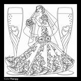 Coloring Paginas Mermaid Bridal Gown Adultos Shojo sketch template
