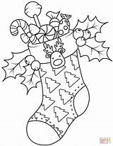 Coloring Stocking Christmas Pages Printable Drawing sketch template