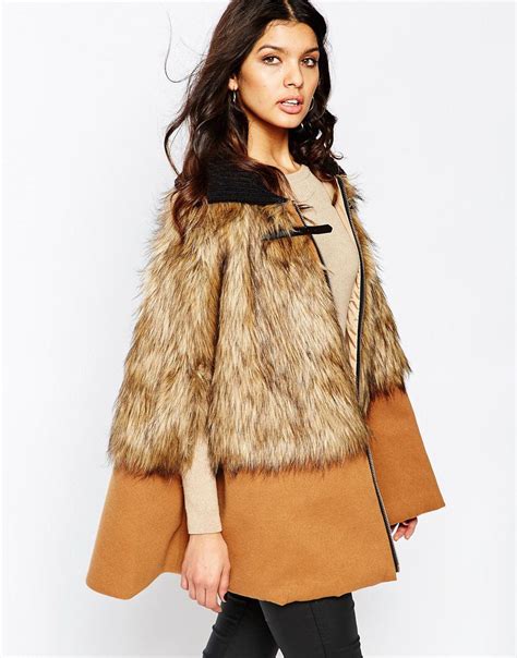 river island fur zipped cape  asoscom fur fashion style