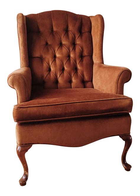 mid century burnt orange wing  chair chairish