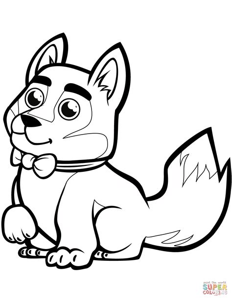 cute baby husky   bowtie coloring page  printable coloring pages