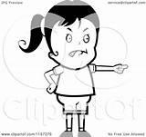 Mad Girl Pointing Clipart Coloring Cartoon Outlined Vector Thoman Cory Royalty sketch template