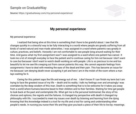 personal experience  words  essay   graduateway