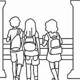 School Coloring Pages Entrance Going High Hellokids Class Pupils Leaving Preschool Daughter Mother Her 57kb 220px sketch template