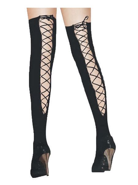 Sexy Black Over The Knee Stockings With Corset Back Gothic