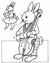 Cello Coloring Pages Bunny Playing sketch template