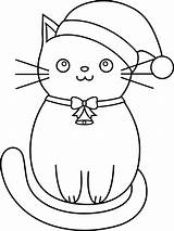 Cat Coloring Pages Printable Christmas Kitten Line Kitty Clip Kids Drawing Cats Print Kittens Cute Printables Color Animal Cartoon Fat sketch template