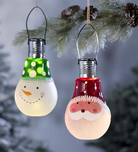 solar holiday character glass bulb ornament santa plowhearth
