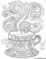 Coloring Pages Coffee Adult Cup Tea Printable Food Colouring Cups Sheets Adults Quote Mandala Therapy Book Doodle Nope Big Zentangle sketch template