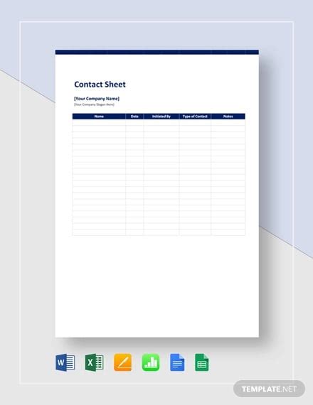 contact sheet templates