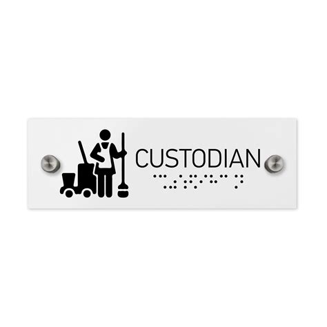 custodian signs  braille white acrylic bsign