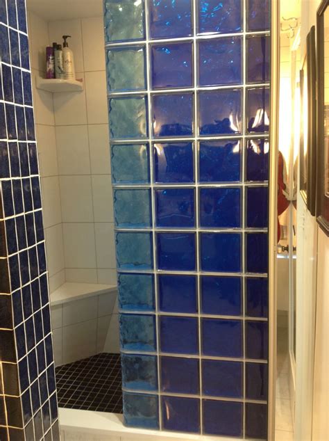 Colored Glass Block Shower And Partition Walls In A Condo