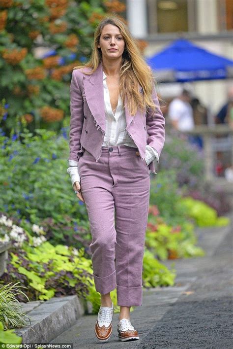 Blake Lively Suits Up In A Frayed Pantsuit For Promo Of