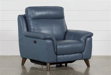 moana blue leather power reclining chair  usb living spaces