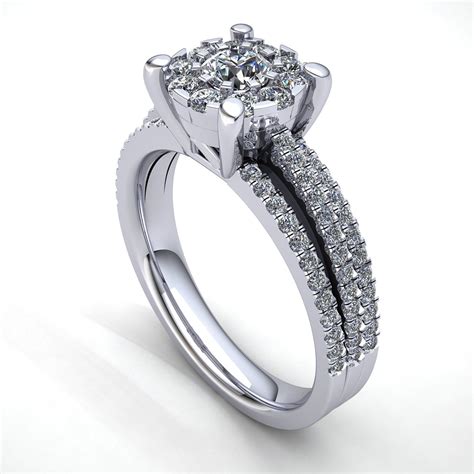 real ctw  cut diamond womens bridal cluster engagement ring