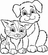 Coloring Dog Cat Pages Print Color Kids sketch template